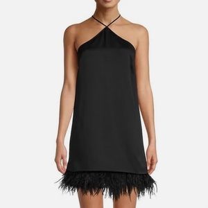 Michael Michael Kors black feather halter cocktail dress
